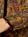 Блузка из струящейся ткани с контрастной отделкой oodji для Женщина (желтый), 11411059-2/38375/5729E