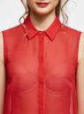 Топ из струящейся ткани с рубашечным воротником oodji для женщины (красный), 14903001B/42816/4500N