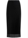 Юбка миди из сетки с флоком oodji для Женщины (черный), 14102024/50356/2929O