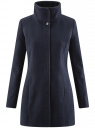 Пальто с воротником-стойкой и отделкой из искусственной кожи oodji для Женщины (синий), 20104020-1/43765/7929B
