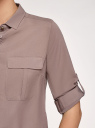 Блузка из струящейся ткани с регулировкой длины рукава oodji для женщины (коричневый), 11403225-10B/46123/3700N