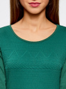 Платье трикотажное с рукавом 3/4 oodji для женщины (зеленый), 24001100-3/45284/6E00N