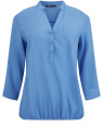 Блузка вискозная с рукавом-трансформером 3/4 oodji для женщины (синий), 11403189-3B/26346/7501N