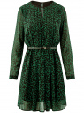 Платье из струящейся ткани с ремнем oodji для женщины (зеленый), 21913017/17358/6D29A