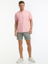 Рубашка с воротником-стойкой и коротким рукавом oodji для Мужчина (розовый), 3L230001M/14885/4100N