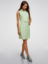 Платье хлопковое на кулиске oodji для женщины (зеленый), 11901147-1/46593/6A10S