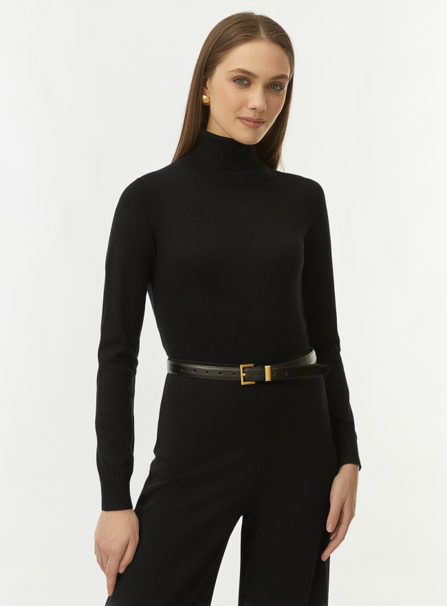 Свитер вязаный базовый oodji для Женщины (черный) Свитер вязаный базовый oodji для Женщины (черный), 74412005-5B/45755/2900N