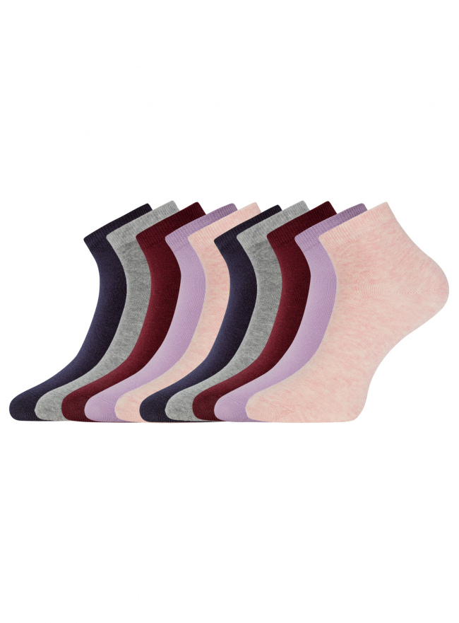 Комплект укороченных носков (10 пар) oodji для Женщины (разноцветный), 57102418T10/47469/19CJN
