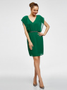 Платье шифоновое с декором на поясе oodji для женщины (зеленый), 21900307/38584/6E00N