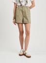 Шорты хлопковые с высокой талией oodji для Женщины (зеленый), 21804007/50957/6600N