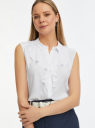 Топ из струящейся ткани с жабо oodji для Женщины (белый) Топ из струящейся ткани с жабо oodji для Женщины (белый), 24911001B/36215/1000N