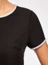 Блузка с коротким рукавом и контрастной отделкой oodji для Женщина (черный), 11400417/32823/2912B