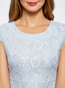 Платье трикотажное кружевное oodji для женщины (синий), 14001154/42644/7000L