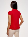 Рубашка с воротником-стойкой и коротким рукавом реглан oodji для женщины (красный), 13K03006B/26357/4500N