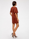 Платье из искусственной замши свободного силуэта oodji для женщины (красный), 18L11001/45622/4900N