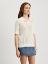 Джемпер-поло ажурной вязки oodji для Женщины (белый), 73812661/51227/1200N