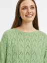 Джемпер ажурный с длинным рукавом oodji для Женщины (зеленый), 63807372/35472/6501N