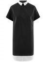 Платье из комбинированной ткани с рубашечным воротником oodji для женщины (черный), 12C11003/42250/2900N