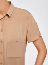 Блузка из вискозы с нагрудными карманами oodji для женщины (бежевый), 11400391-3B/24681/3300N