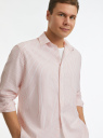 Рубашка из смесового льна с длинным рукавом oodji для мужчины (белый), 3L330009M-1/50932N/1231S