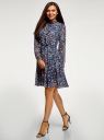 Платье принтованное с расклешенной юбкой oodji для Женщины (синий), 11913056/17358/7919F