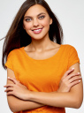 Платье трикотажное с резинкой на талии oodji для Женщина (оранжевый), 14008019B/45518/5500N