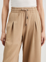 Брюки хлопковые широкие oodji для Женщины (бежевый), 26701002/52644/3500N