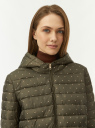 Куртка стеганая с капюшоном oodji для Женщины (зеленый), 10203085/50223/6833D