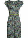 Платье трикотажное с ремнем oodji для женщины (зеленый), 24008033-2/16300/796BG