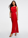Платье длинное из струящейся ткани oodji для женщины (красный), 21900323/42873/4500N