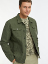 Куртка джинсовая на пуговицах oodji для мужчины (зеленый), 6L300011M/35771/6800W