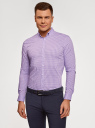 Рубашка extra slim в мелкую клетку oodji для мужчины (фиолетовый), 3B140003M/39767N/8010C