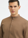 Рубашка приталенная с воротником-стойкой oodji для мужчины (коричневый), 3B140004M/34146N/3700N