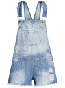 Комбинезон джинсовый с модными потертостями oodji для женщины (синий), 13109058/42559/7000W