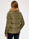 Куртка с меховым воротником oodji для Женщины (зеленый), 10203057/45794/6800N