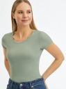 Футболка базовая с круглым вырезом oodji для Женщины (зеленый) Футболка базовая с круглым вырезом oodji для Женщины (зеленый), 14701005-25B/45297/6001N