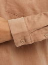 Рубашка прямого силуэта из фактурной ткани oodji для женщины (бежевый), 13L11022/49391/3500N