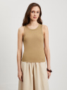 Майка в рубчик с люрексом oodji для Женщины (бежевый), 24315013/53058/3593X