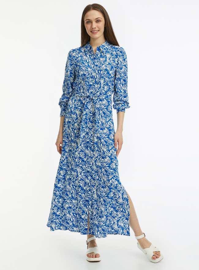 Платье-рубашка из вискозы oodji для Женщины (синий), 11902169/42540/7512F