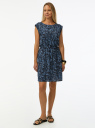 Платье вискозное с коротким рукавом oodji для Женщины (синий) Платье вискозное с коротким рукавом oodji для Женщины (синий), 11910073-8B/26346/7975F