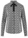 Рубашка хлопковая с завязками  oodji для женщины (черный), 13K11005/43609/2910G