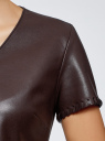 Платье из искусственной кожи с короткими рукавами oodji для женщины (коричневый), 18L03001/43578/3900N