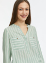 Блузка вискозная с V-образным вырезом oodji для женщины (зеленый), 11411236/51239/6012S