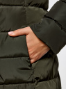 Пальто стеганое на кнопках с объемным воротником oodji для Женщины (зеленый), 10204049B/24771/6800N