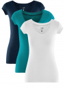 Комплект из трех базовых футболок oodji для Женщины (разноцветный), 14711002T3/46157/19B7N