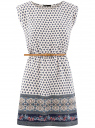 Платье вискозное с поясом базовое oodji для женщины (синий), 11910073-3/26346/1275E