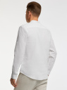Рубашка с воротником-стойкой из смесового льна oodji для Мужчины (белый), 3L300000M-2/50932N/1000N