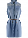 Платье джинсовое с орнаментом oodji для Женщина (синий), 12909056/46790/7500W