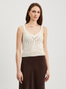 Топ ажурной вязки oodji для Женщины (белый), 73305001/53076/1200N