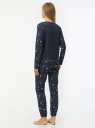 Пижама хлопковая с брюками oodji для Женщины (синий) Пижама хлопковая с брюками oodji для Женщины (синий), 56002222-6/46158/7912P